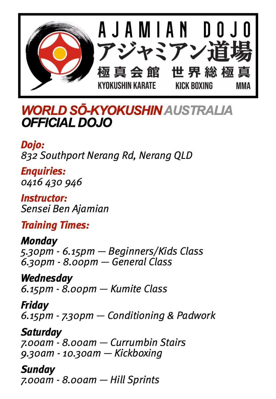 Ajamian Dojo information — address, instructors and class times