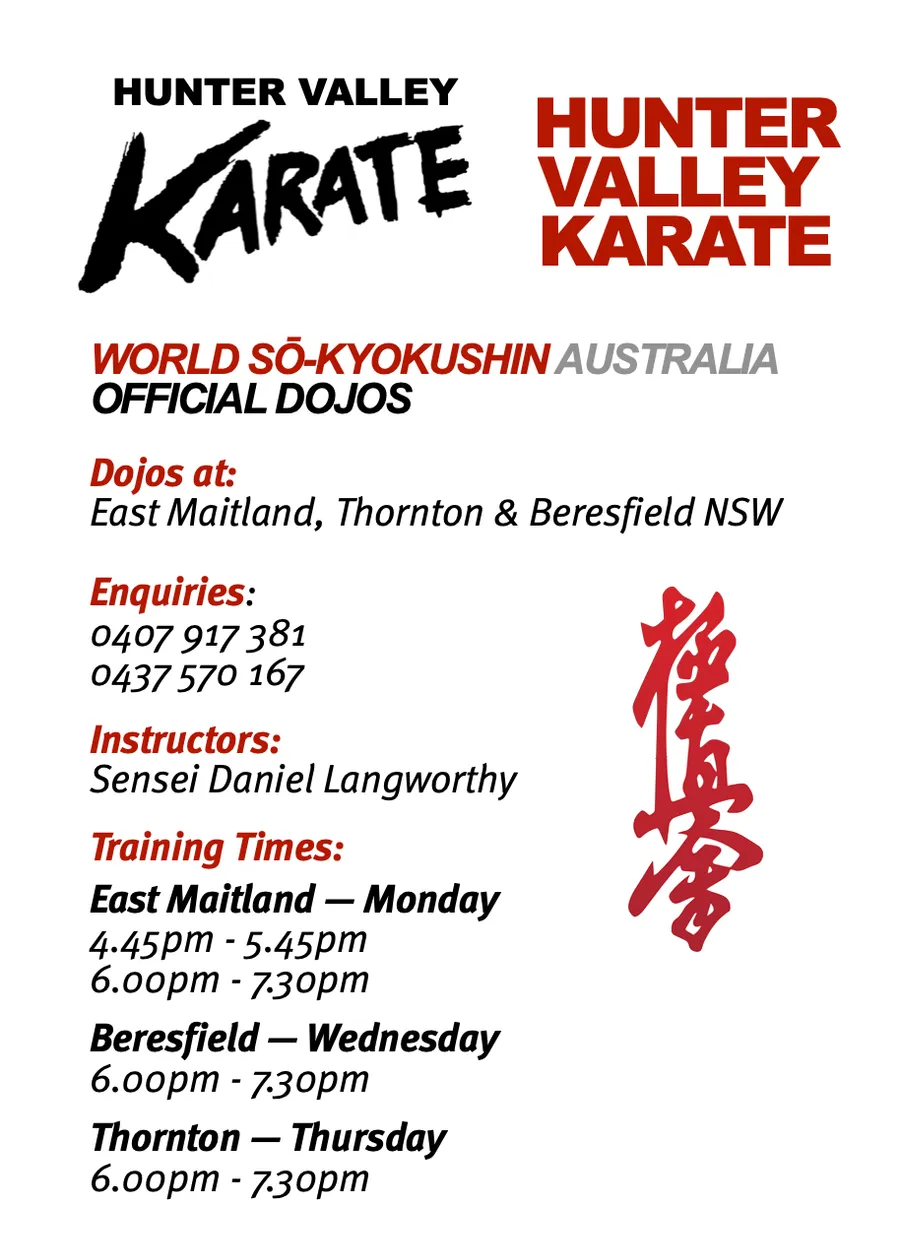 Hunter Valley Karate information — address, instructors and class times