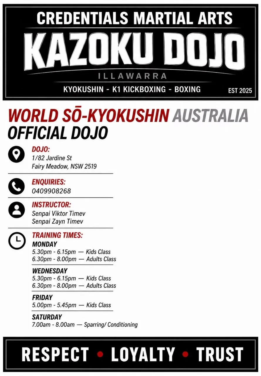 Kazoku Dojo information — address, instructors and class times
