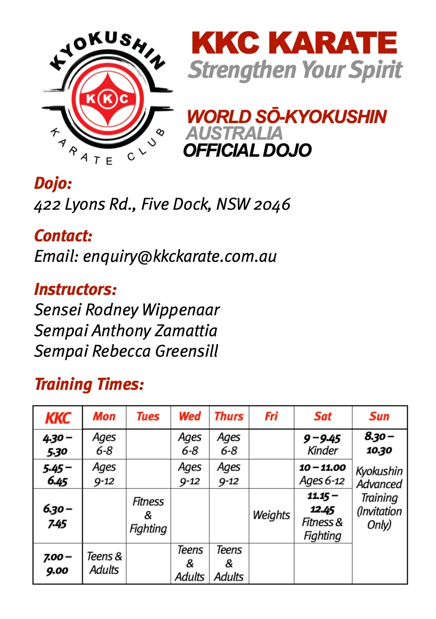 KKC Karate information — address, instructors and class times