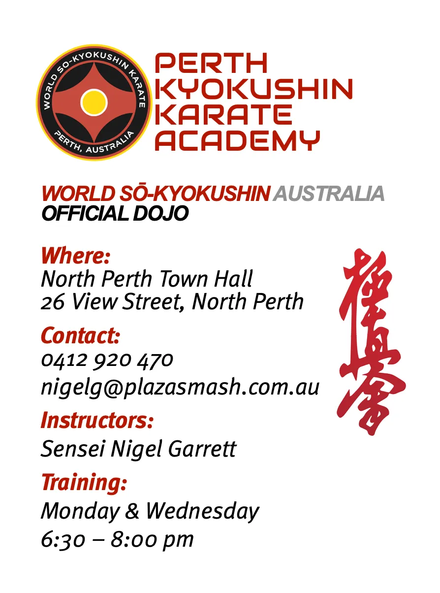 Perth Kyokushin Karate Academy information — address, instructors and class times